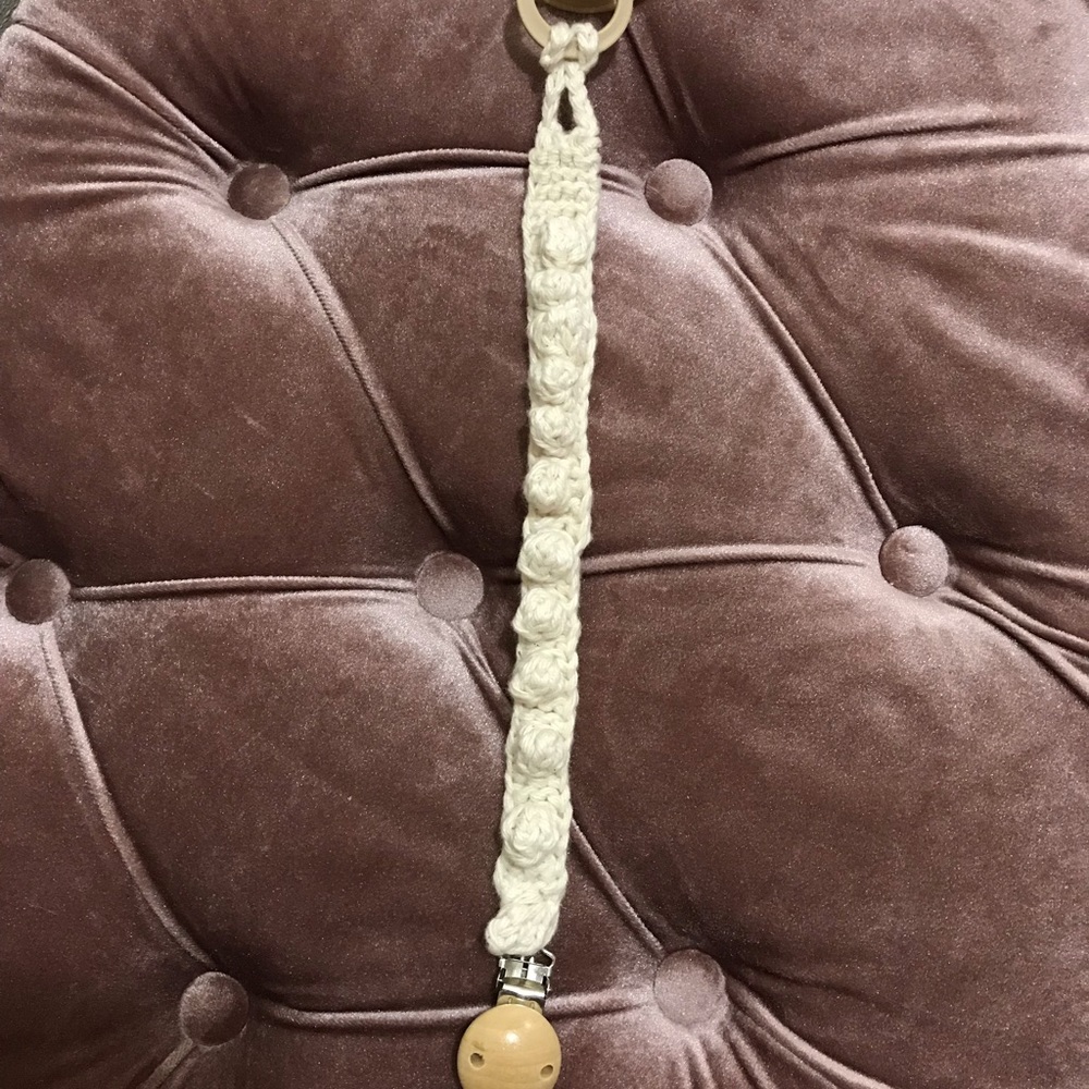 Knitted pom pom Baby Pacifier Holder